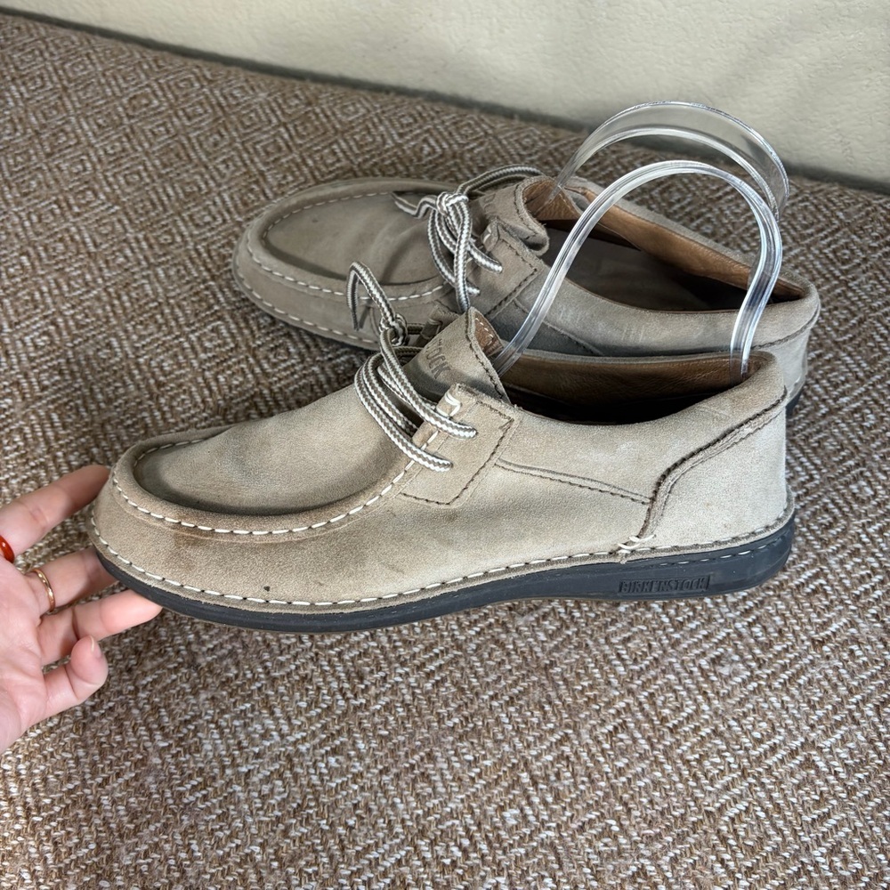 BIRKENSTOCK SUEDE MENS SHOE SIZE 9 42 COLOR SANDS BEIGE MADE IN GERMANY $258 - Picture 5 of 10